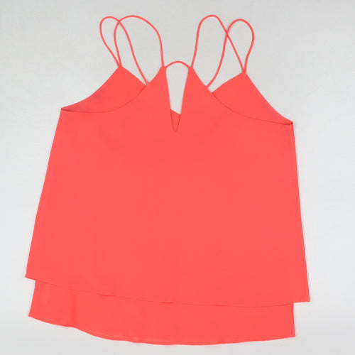 New Look Womens Pink Polyester Basic Tank Size 12 V-Neck