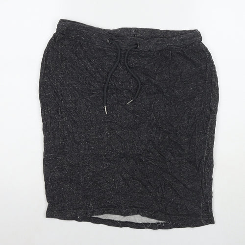 TXM Womens Grey Cotton A-Line Skirt Size M Drawstring