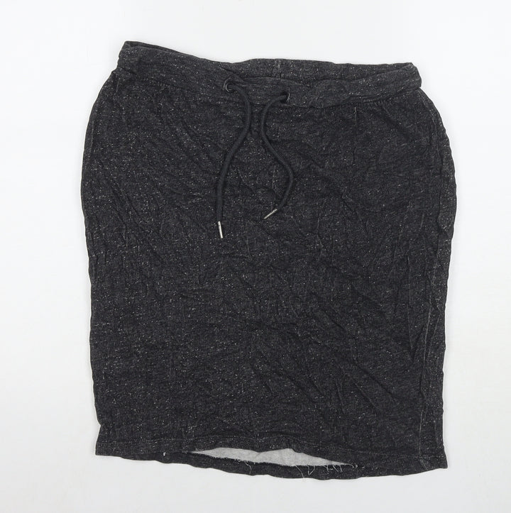 TXM Womens Grey Cotton A-Line Skirt Size M Drawstring