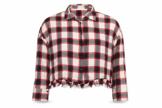 Front view of Zara women’s multicoloured check cotton basic button-up, size XL, collared
