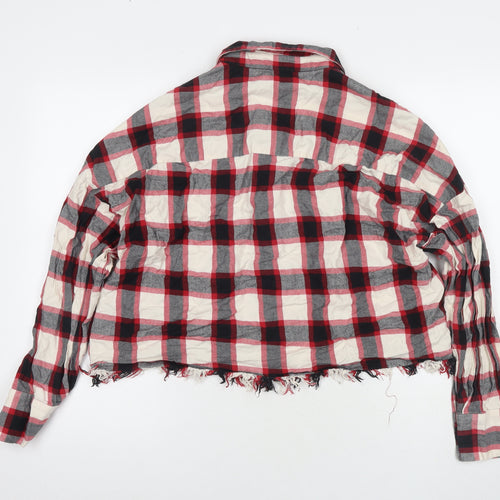 Zara Womens Multicoloured Check Cotton Basic Button-Up Size XL Collared