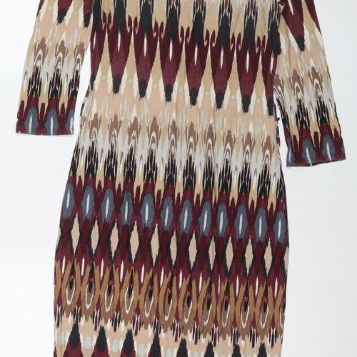 Wallis Womens Multicoloured Geometric Viscose A-Line Size S Round Neck Pullover