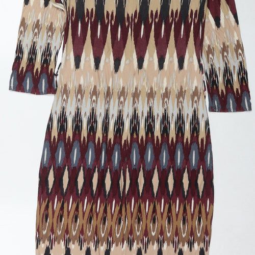 Wallis Womens Multicoloured Geometric Viscose A-Line Size S Round Neck Pullover