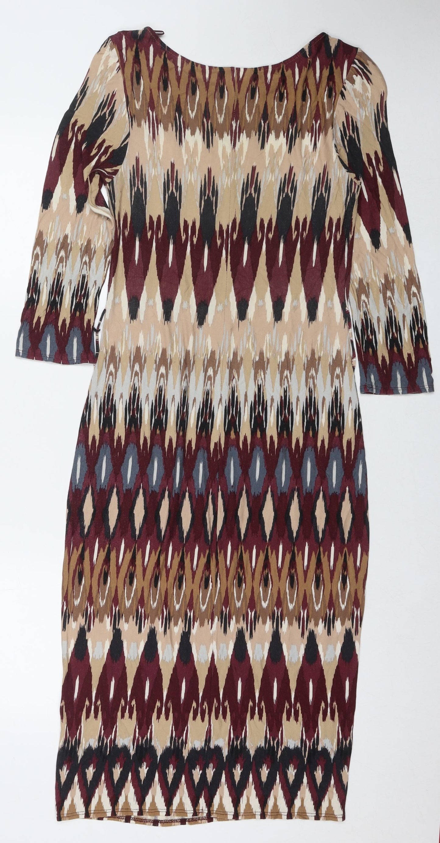 Wallis Womens Multicoloured Geometric Viscose A-Line Size S Round Neck Pullover