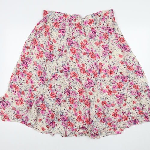 Anna Rose Womens Multicoloured Floral Viscose A-Line Skirt Size 20 Zip