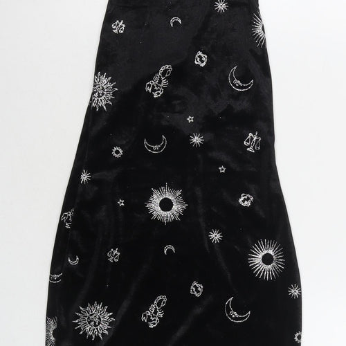 H&M Womens Black Geometric Polyester Bodycon Size XS Square Neck Pullover