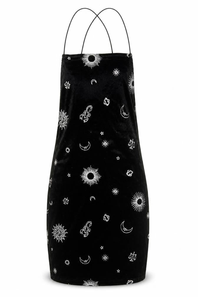 Front view of H&M women’s black geometric polyester bodycon, size XS, square neck pullover