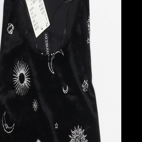 H&M Womens Black Geometric Polyester Bodycon Size XS Square Neck Pullover