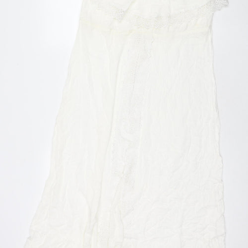 Diya Womens White Polyester A-Line Size 12 Square Neck Pullover - Strapless