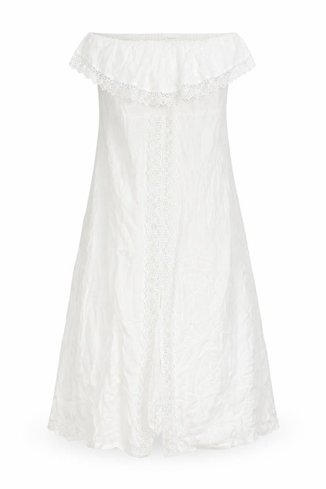 Front view of Diya women’s white polyester a-line, size UK 12, square neck pullover - strapless