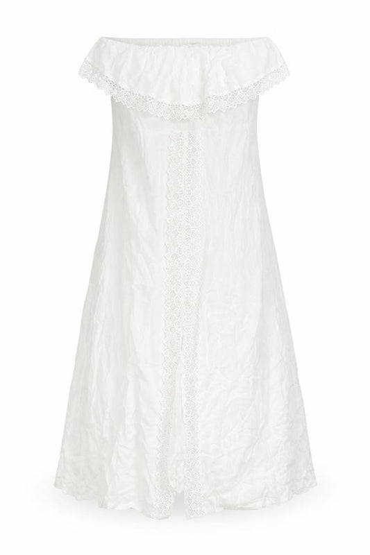 Front view of Diya women’s white polyester a-line, size UK 12, square neck pullover - strapless
