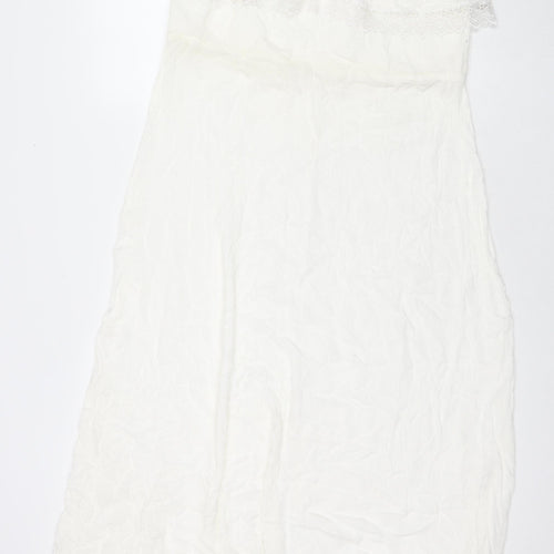 Diya Womens White Polyester A-Line Size 12 Square Neck Pullover - Strapless