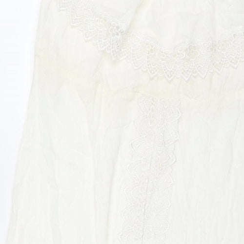 Diya Womens White Polyester A-Line Size 12 Square Neck Pullover - Strapless