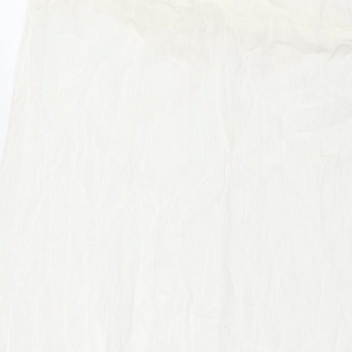 Diya Womens White Polyester A-Line Size 12 Square Neck Pullover - Strapless