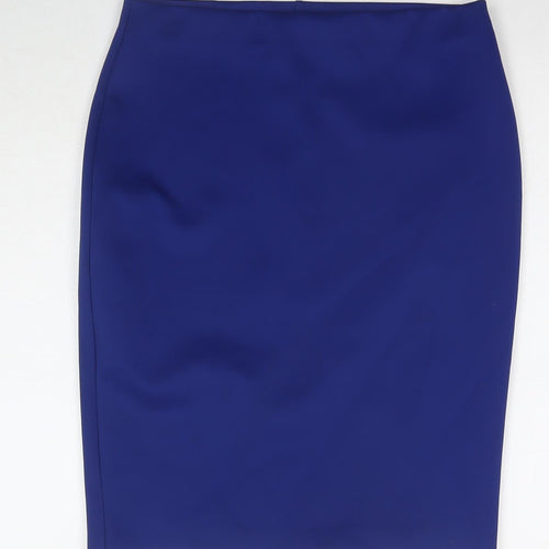 Marks and Spencer Womens Blue Polyester A-Line Skirt Size 32 in