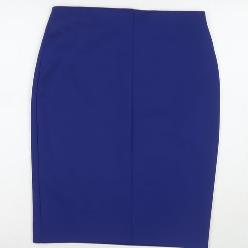 Marks and Spencer Womens Blue Polyester A-Line Skirt Size 32 in