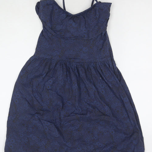 Sessun Womens Blue Fair Isle Cotton Tank Dress Size M Square Neck Zip