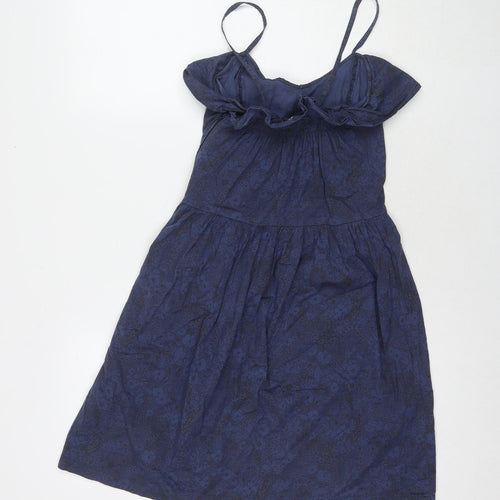 Sessun Womens Blue Fair Isle Cotton Tank Dress Size M Square Neck Zip