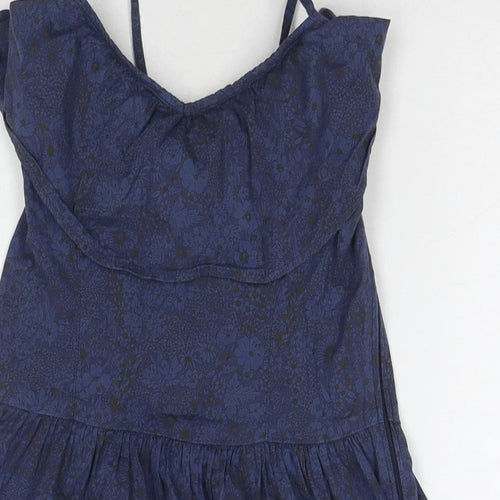 Sessun Womens Blue Fair Isle Cotton Tank Dress Size M Square Neck Zip