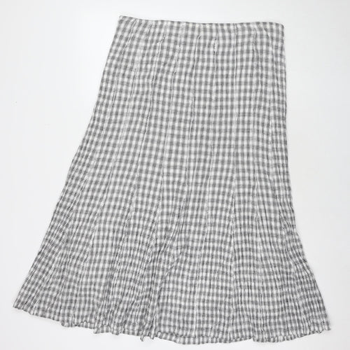 Adini Womens White Check Cotton Maxi Skirt Size 36 in Zip - Label Size L1