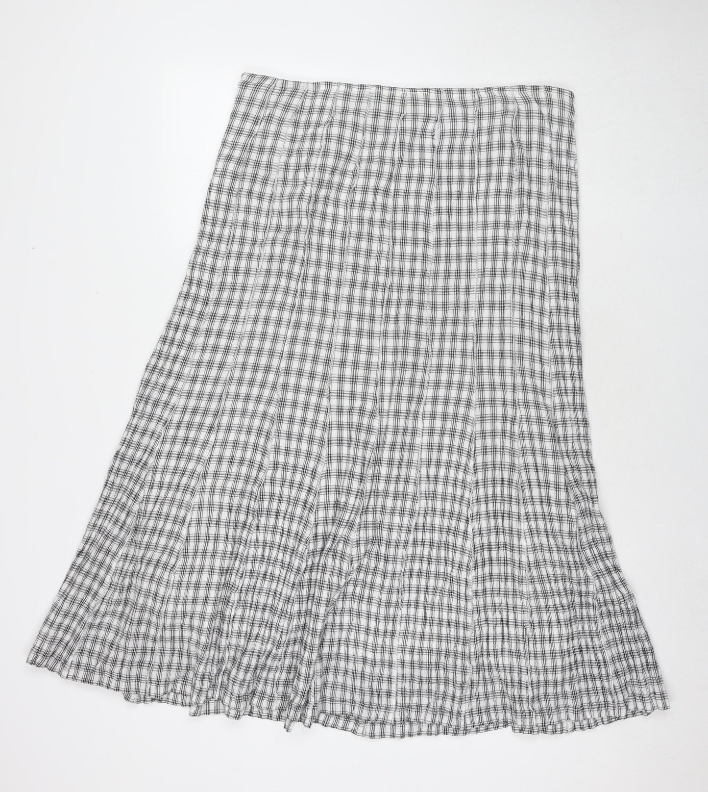 Adini Womens White Check Cotton Maxi Skirt Size 36 in Zip - Label Size L1