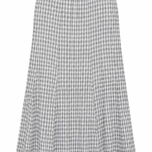 Adini Womens White Check Cotton Maxi Skirt Size 36 in Zip - Label Size L1