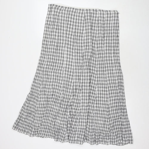 Adini Womens White Check Cotton Maxi Skirt Size 36 in Zip - Label Size L1