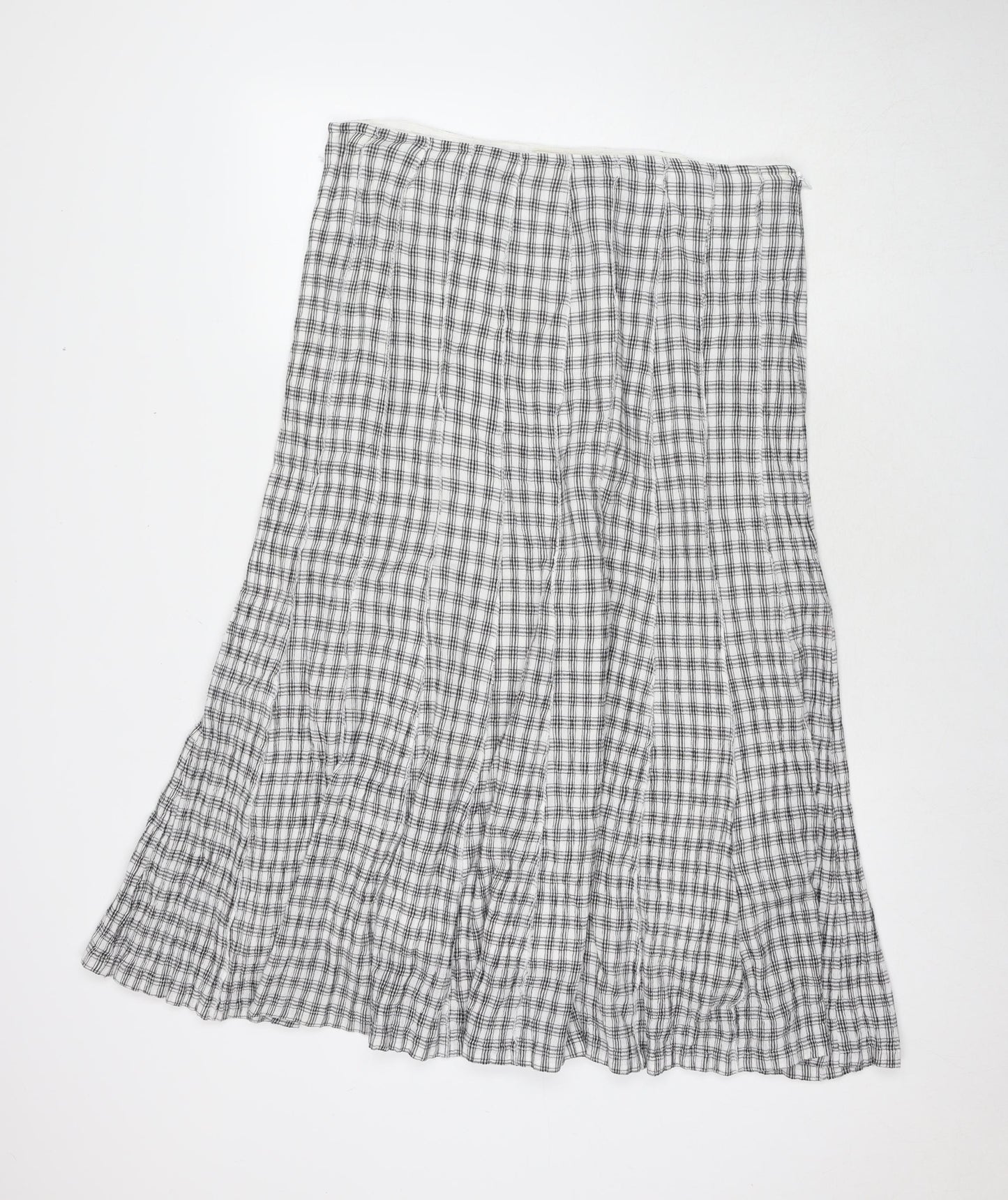 Adini Womens White Check Cotton Maxi Skirt Size 36 in Zip - Label Size L1