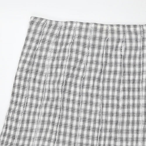 Adini Womens White Check Cotton Maxi Skirt Size 36 in Zip - Label Size L1