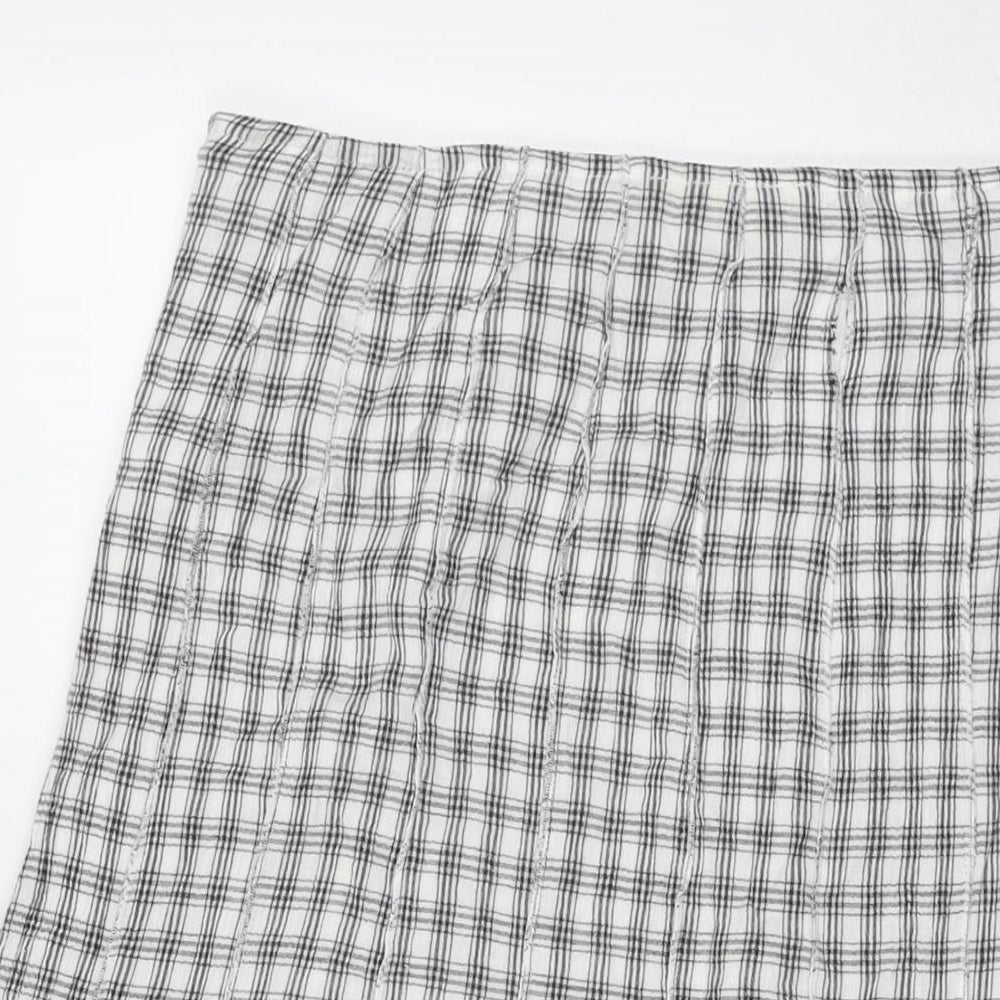 Adini Womens White Check Cotton Maxi Skirt Size 36 in Zip - Label Size L1