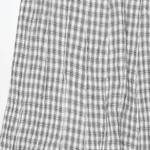 Adini Womens White Check Cotton Maxi Skirt Size 36 in Zip - Label Size L1