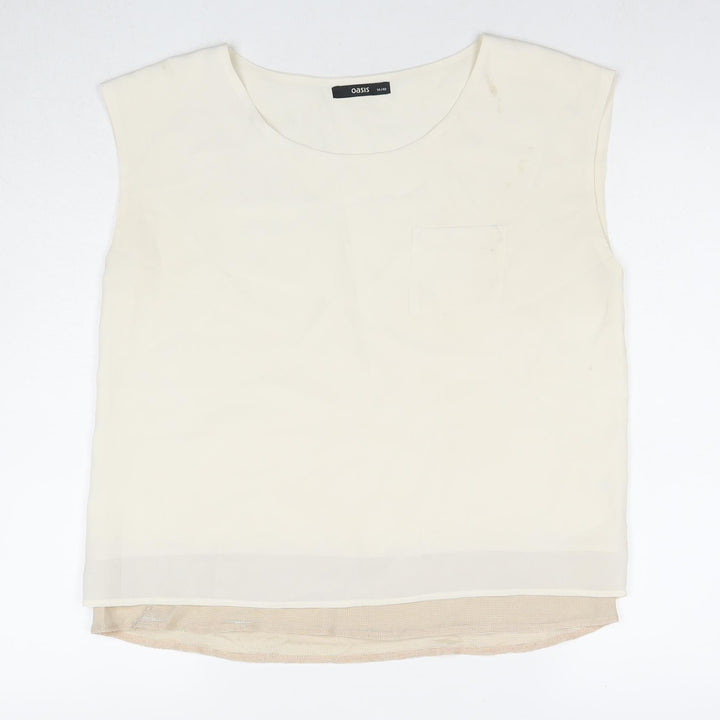 Oasis Womens White Polyester Basic Tank Size 14 Round Neck