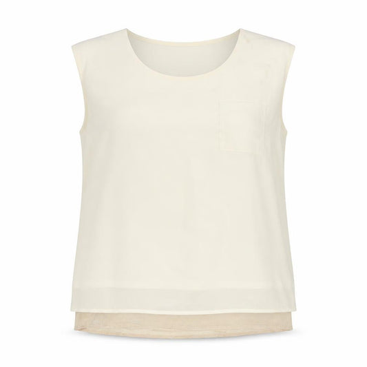 Front view of Oasis women’s white polyester basic tank, size UK 14, round neck