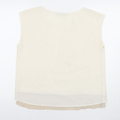 Oasis Womens White Polyester Basic Tank Size 14 Round Neck