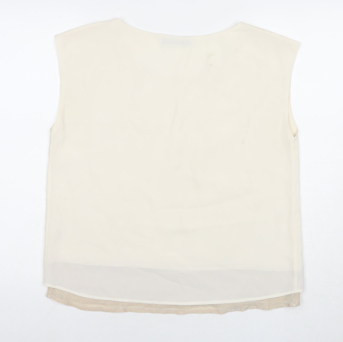 Oasis Womens White Polyester Basic Tank Size 14 Round Neck