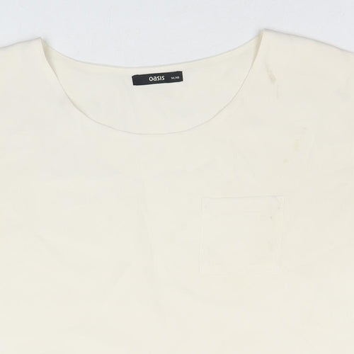 Oasis Womens White Polyester Basic Tank Size 14 Round Neck