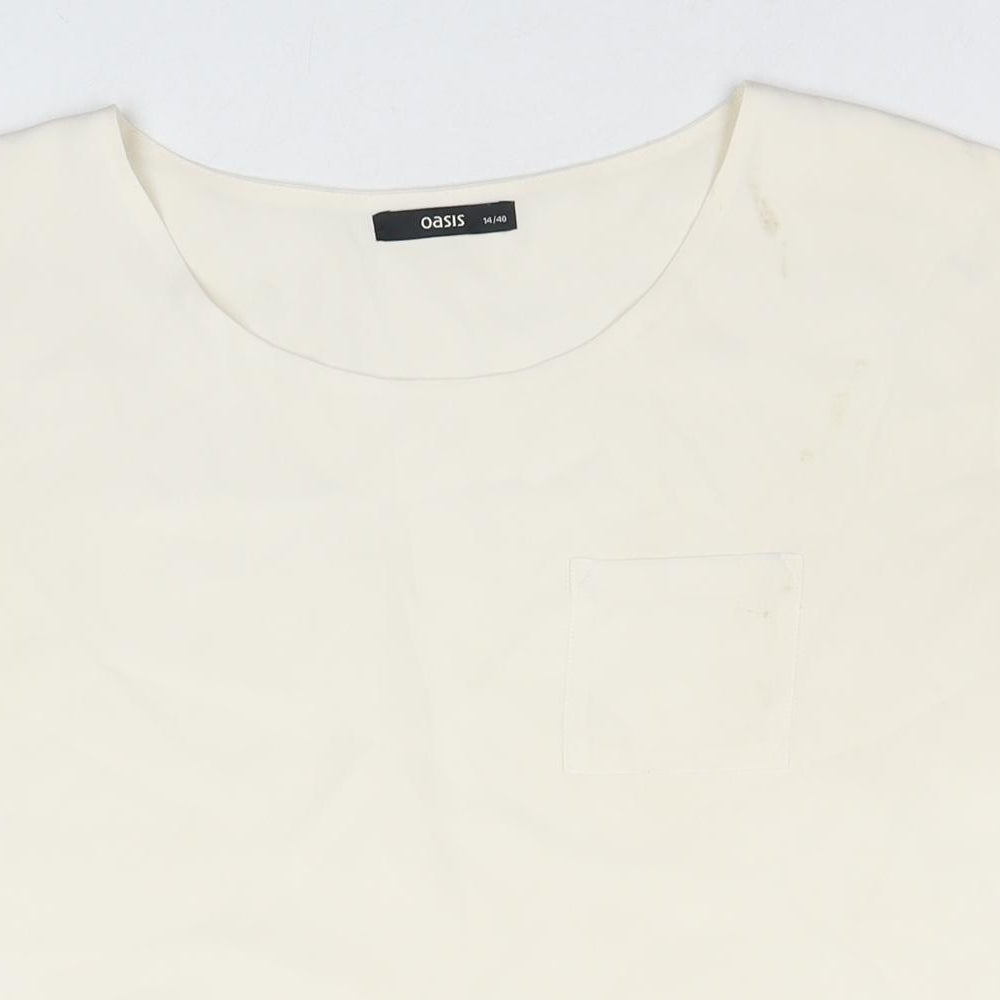 Oasis Womens White Polyester Basic Tank Size 14 Round Neck