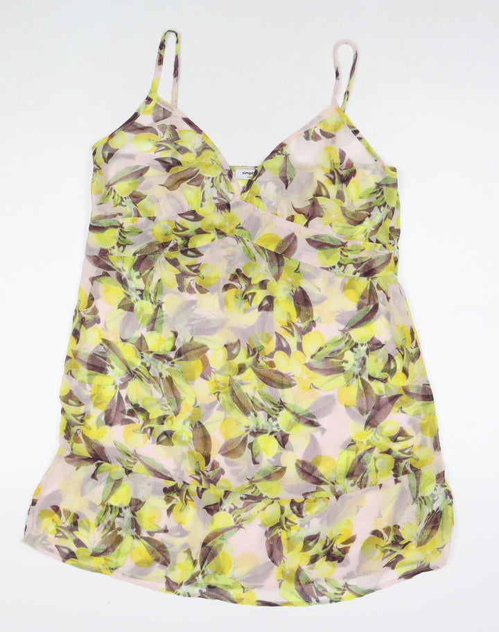Simply Be Womens Yellow Geometric Polyester Tunic Tank Size 14 Round Neck