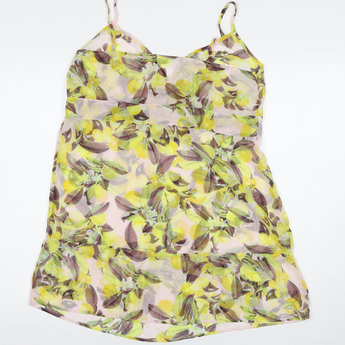 Simply Be Womens Yellow Geometric Polyester Tunic Tank Size 14 Round Neck