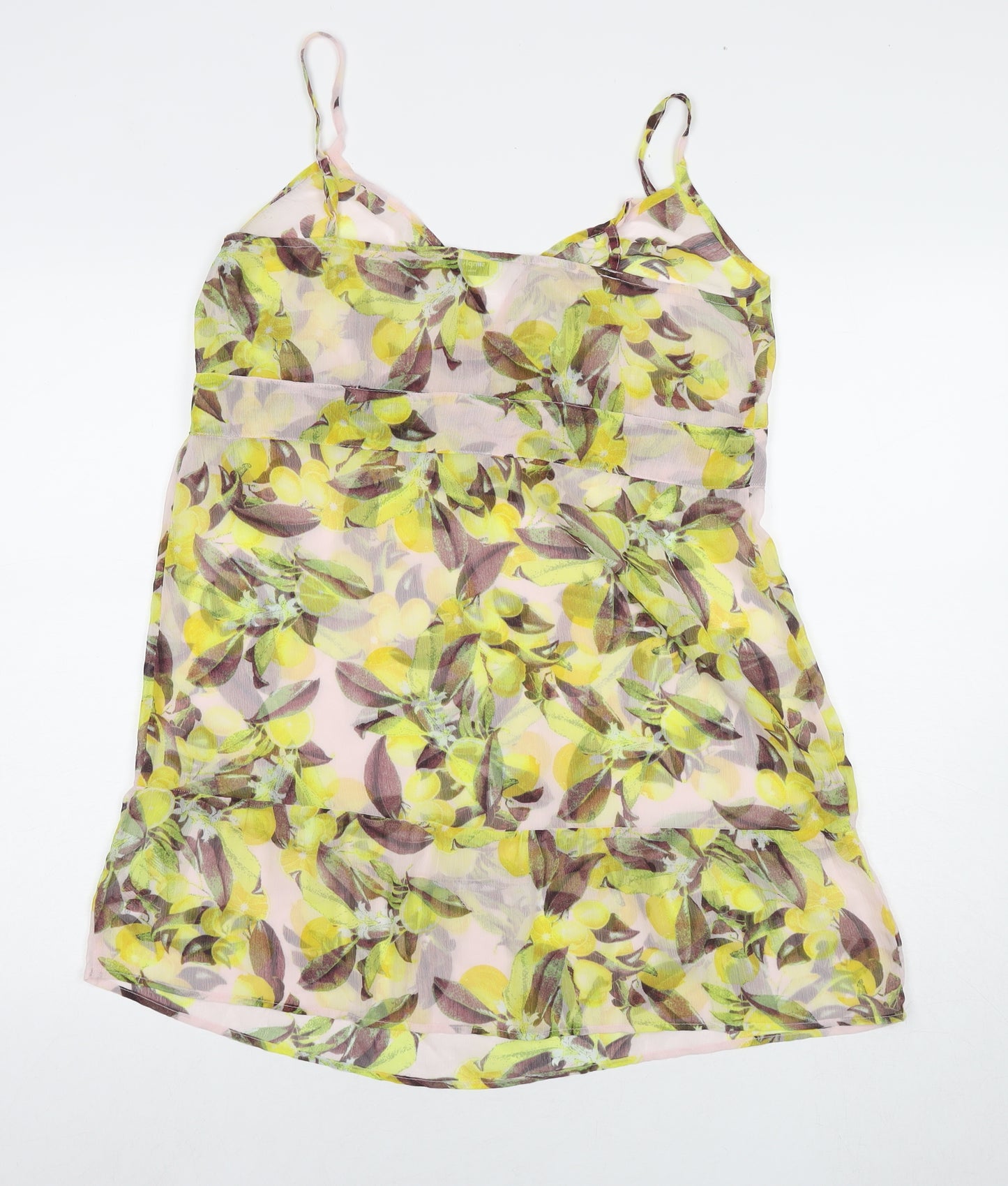 Simply Be Womens Yellow Geometric Polyester Tunic Tank Size 14 Round Neck