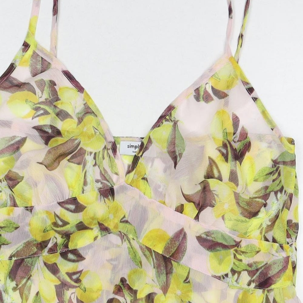 Simply Be Womens Yellow Geometric Polyester Tunic Tank Size 14 Round Neck