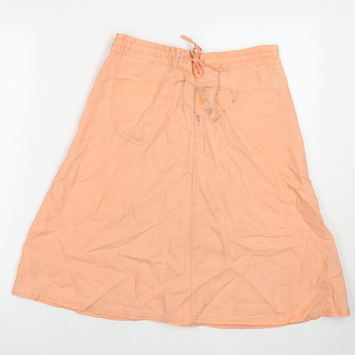 Divided by H&M Womens Orange Linen A-Line Skirt Size 8 Zip