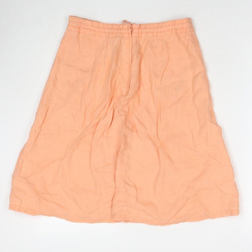 Divided by H&M Womens Orange Linen A-Line Skirt Size 8 Zip