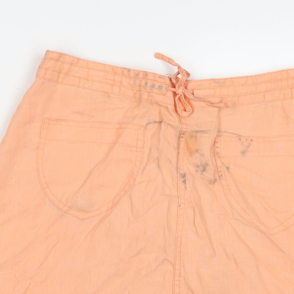 Divided by H&M Womens Orange Linen A-Line Skirt Size 8 Zip