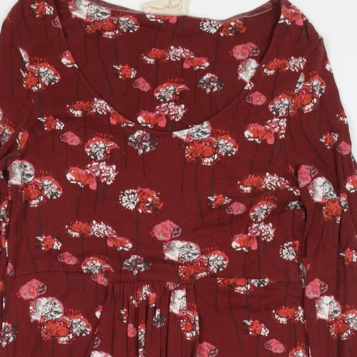 Laura Ashley Womens Red Floral Viscose A-Line Size 8 Round Neck Pullover