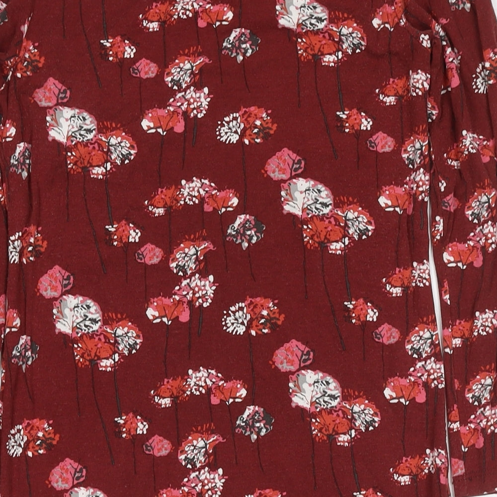Laura Ashley Womens Red Floral Viscose A-Line Size 8 Round Neck Pullover