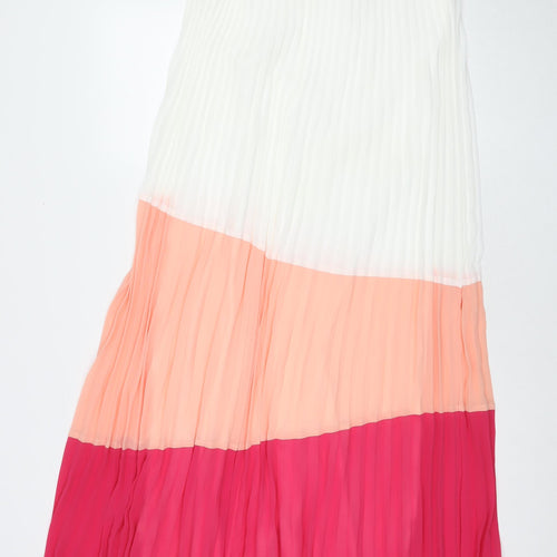 Tia Womens Multicoloured Colourblock Polyester Maxi Size 10 V-Neck Pullover