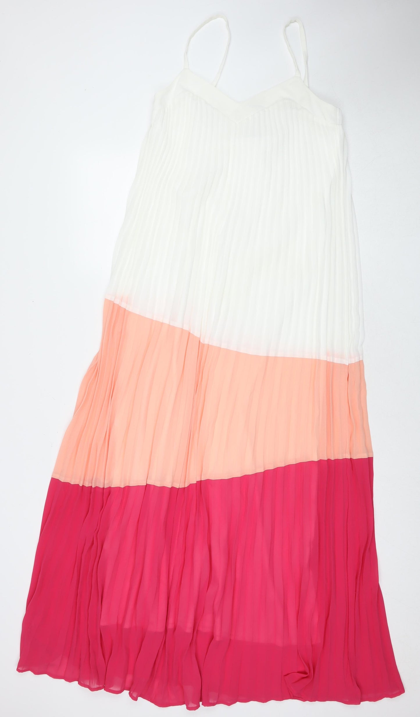 Tia Womens Multicoloured Colourblock Polyester Maxi Size 10 V-Neck Pullover