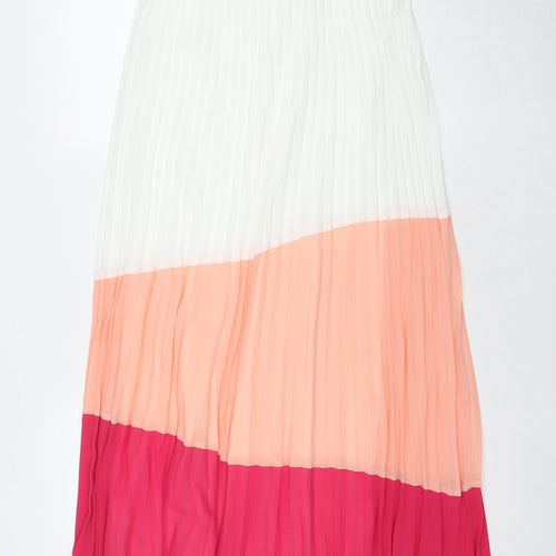 Tia Womens Multicoloured Colourblock Polyester Maxi Size 10 V-Neck Pullover