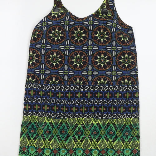 Topshop Womens Multicoloured Geometric Polyester Tunic Tank Size 4 Round Neck